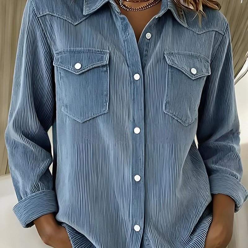 Women's Long Sleeve Button-Down Textured Shirt