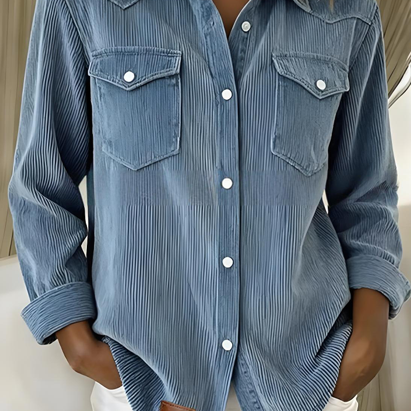 Women's Long Sleeve Button-Down Textured Shirt