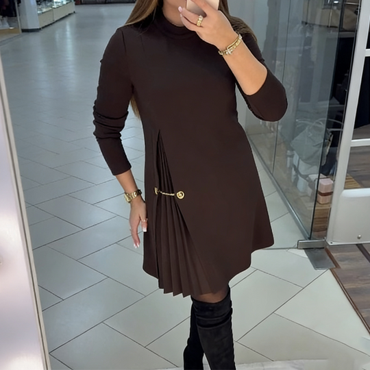⌛ 49% auf alles! ⏰💖 Elegantes Langarmkleid mit Plissee-Einsätzen – feminint, flatternd &amp; perfekt für jede Feier!💃