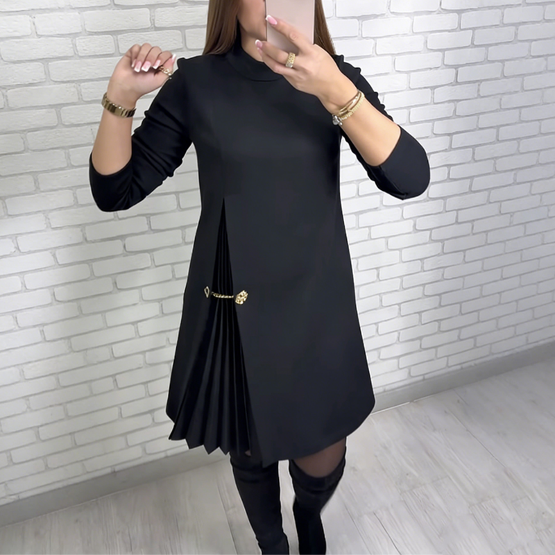 ⌛ 49% auf alles! ⏰💖 Elegantes Langarmkleid mit Plissee-Einsätzen – feminint, flatternd &amp; perfekt für jede Feier!💃