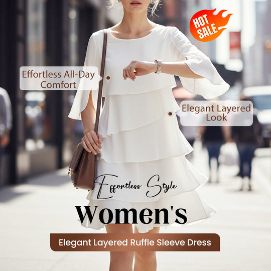 👗 60% RABATT! ✨ Damen Kleid – Rundhals, Kaskaden-Rüschen &amp; Mehrlagig – Elegant, Schmeichelhaft &amp; Perfekt für Sommer &amp; Anlässe 🌸