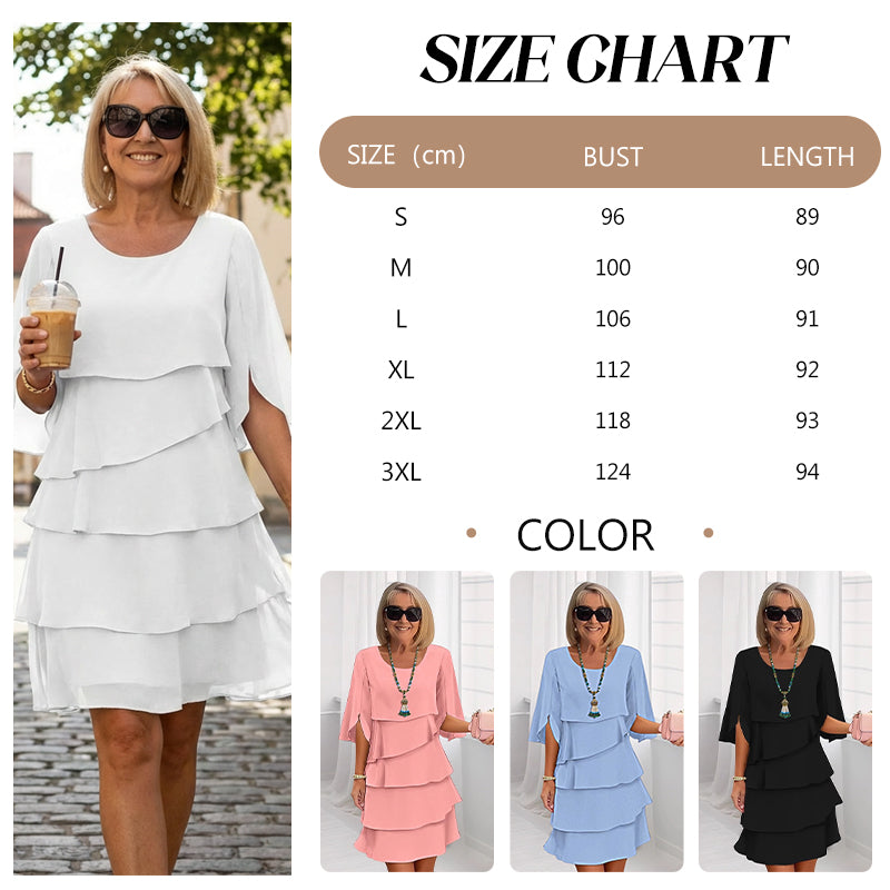 👗 60% RABATT! ✨ Damen Kleid – Rundhals, Kaskaden-Rüschen &amp; Mehrlagig – Elegant, Schmeichelhaft &amp; Perfekt für Sommer &amp; Anlässe 🌸
