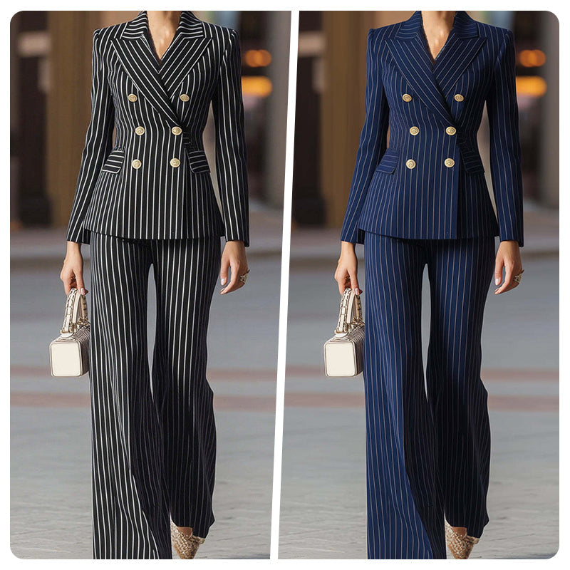 👔 49% RABATT! 👩‍💼 Damen-Doppelreihiges Pinstripe-Sakko – Taillierte Passform, Elegantes Business-Outfit & Premium-Stoff für Vertrauen ✨