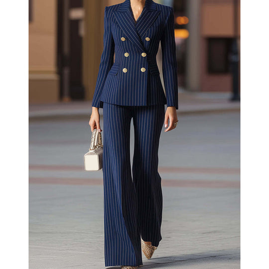 👔 49% RABATT! 👩‍💼 Damen-Doppelreihiges Pinstripe-Sakko – Taillierte Passform, Elegantes Business-Outfit &amp; Premium-Stoff für Vertrauen ✨