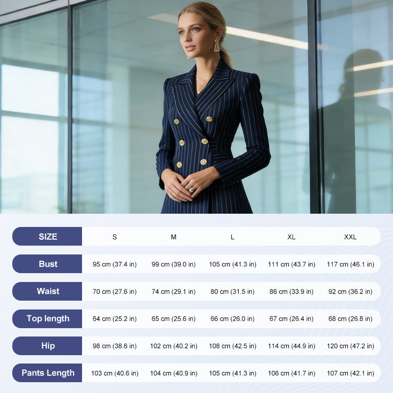 👔 49% RABATT! 👩‍💼 Damen-Doppelreihiges Pinstripe-Sakko – Taillierte Passform, Elegantes Business-Outfit &amp; Premium-Stoff für Vertrauen ✨