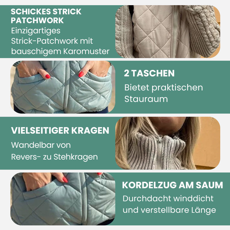 🔥Solange der Vorrat reicht 55 % Rabatt!🎉Gestrickte Patchwork-Pufferjacke für Damen