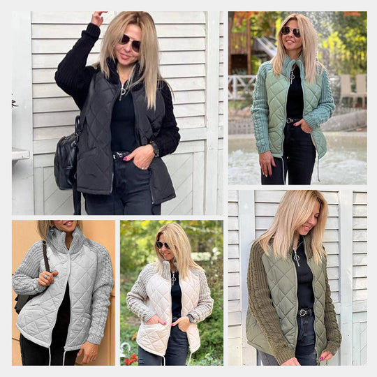 🔥Solange der Vorrat reicht 55 % Rabatt!🎉Gestrickte Patchwork-Pufferjacke für Damen