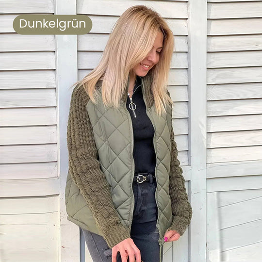 🔥Solange der Vorrat reicht 55 % Rabatt!🎉Gestrickte Patchwork-Pufferjacke für Damen