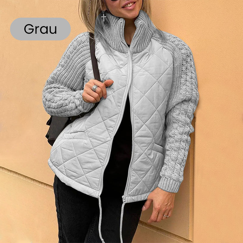 🔥Solange der Vorrat reicht 55 % Rabatt!🎉Gestrickte Patchwork-Pufferjacke für Damen