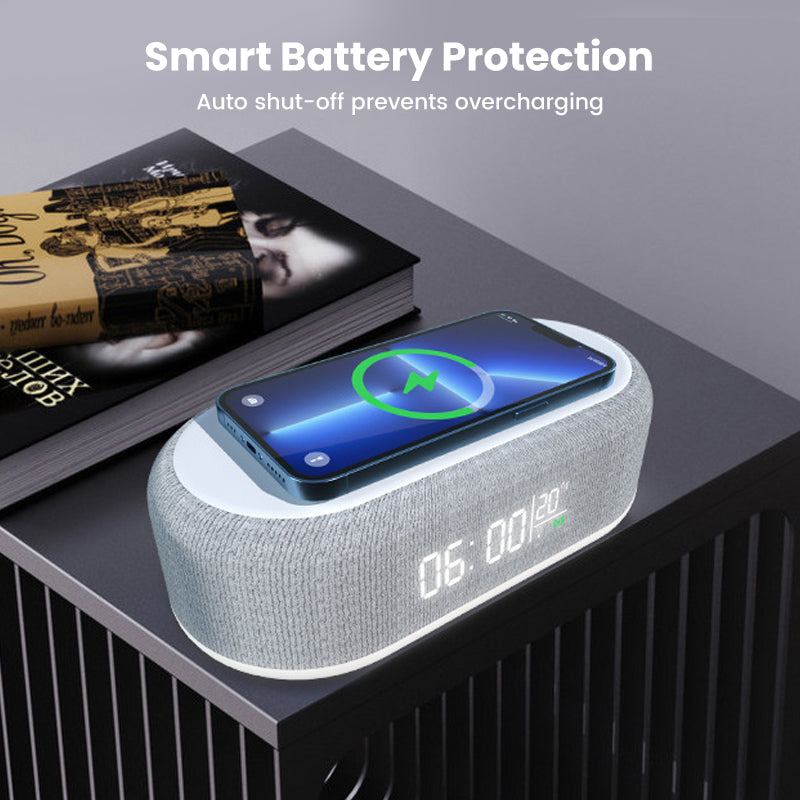 🌞Spring Awakening: 50% off!🔋6-in-1 Wireless Charging Station 25W – Clock, Alarm Clock, Bluetooth Speaker &amp; Night Light | All-in-one bedside table!