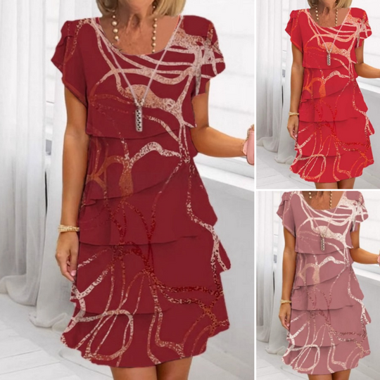 Edles Damenkleid mit Volants-Rüschenssaum – Elegante Frauenmode