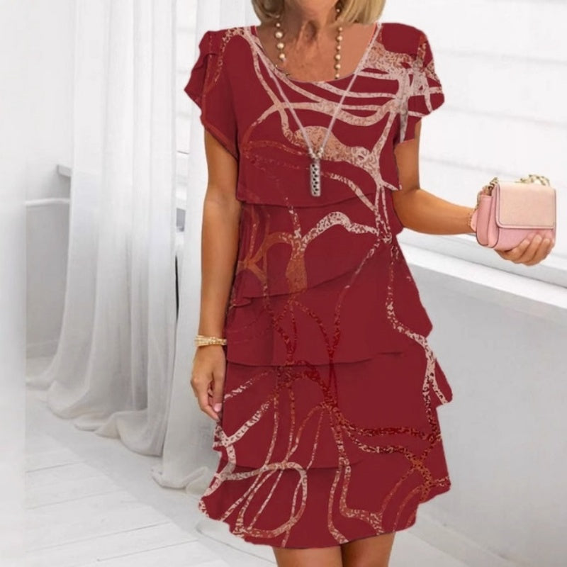 Edles Damenkleid mit Volants-Rüschenssaum – Elegante Frauenmode