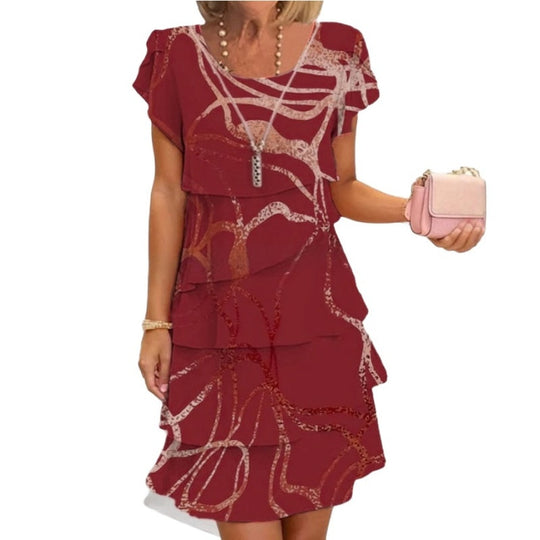 Edles Damenkleid mit Volants-Rüschenssaum – Elegante Frauenmode