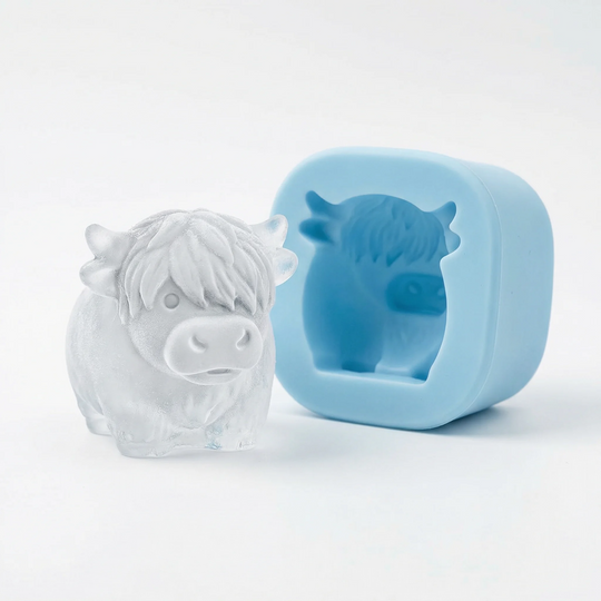 🐮 Mini-Eiswürfelform in Form eines Hochlandrindes – Niedliches 3D-Eis für Getränke, Partys und als Geschenk