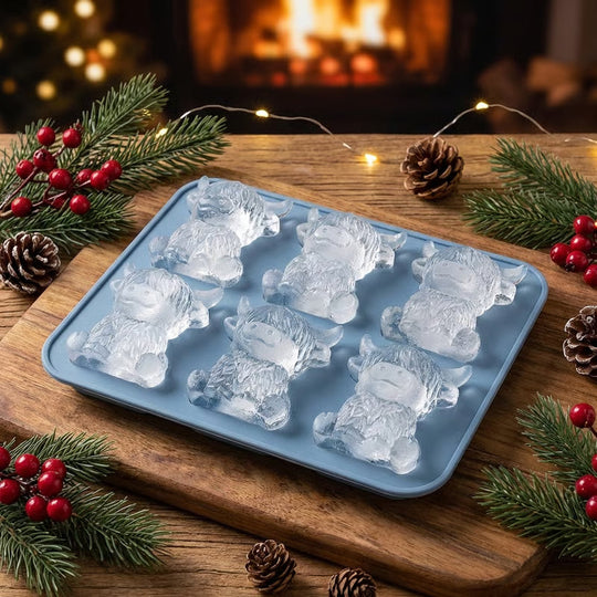 🐮 Mini-Eiswürfelform in Form eines Hochlandrindes – Niedliches 3D-Eis für Getränke, Partys und als Geschenk