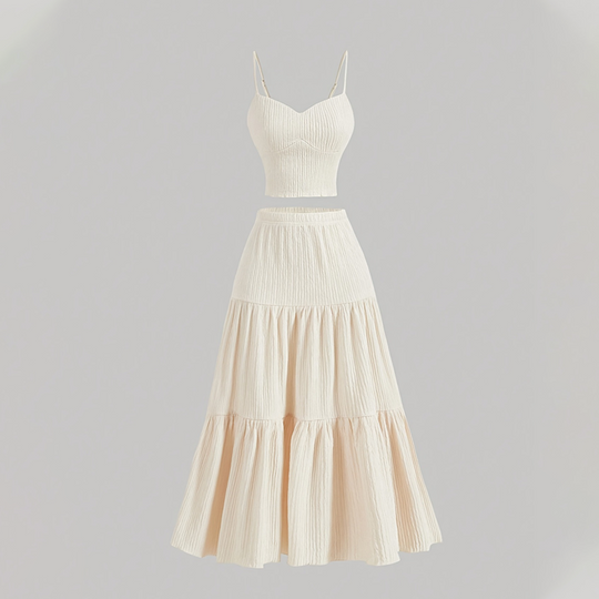 🔥Solange der Vorrat reicht 59 % Rabatt!🎉Set aus hochtailliertem A-Linien-Rock und Camisole-Top