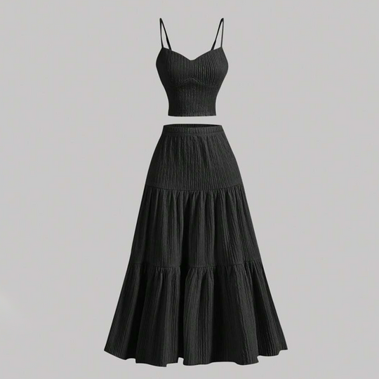 🔥Solange der Vorrat reicht 59 % Rabatt!🎉Set aus hochtailliertem A-Linien-Rock und Camisole-Top
