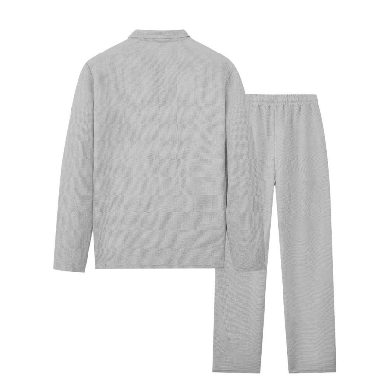 Herren Waffelstrick-Set: Sweatshirt &amp; Hose mit geradem Bein