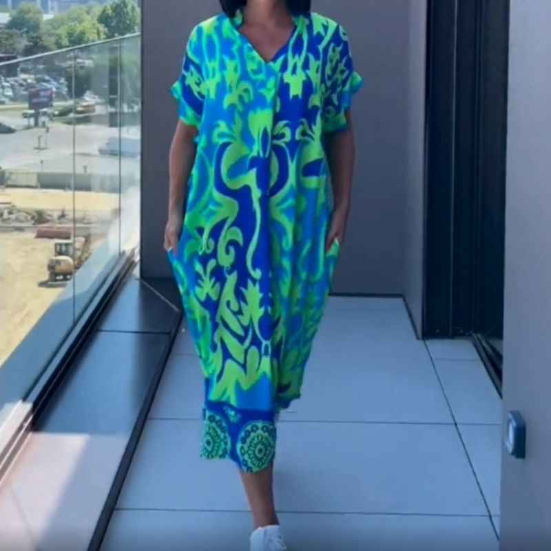 💜Limited Sale 49% OFF 👗Women's Casual Elegant Printed V-Neck Dress