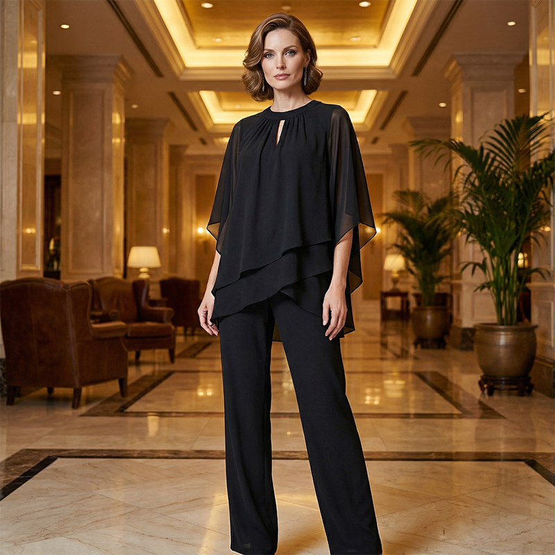 🔥Solange der Vorrat reicht 50 % Rabatt!🎉Eleganter Zweiteiler: Bluse mit asymmetrischem Saum &amp; weite Hose
