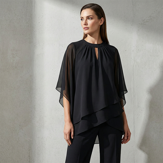 🔥Solange der Vorrat reicht 50 % Rabatt!🎉Eleganter Zweiteiler: Bluse mit asymmetrischem Saum &amp; weite Hose