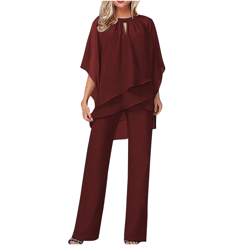 🔥Solange der Vorrat reicht 50 % Rabatt!🎉Eleganter Zweiteiler: Bluse mit asymmetrischem Saum &amp; weite Hose