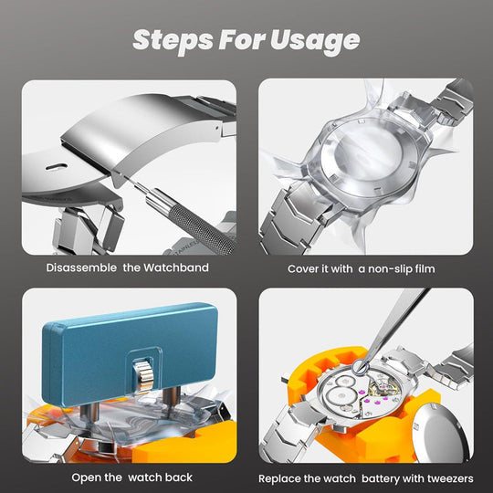 💎 50% OFF! 💎 Professional Watch Repair Tool Kit – All-in-One, Precision Stainless Steel Tools for Battery &amp; Band Fixes