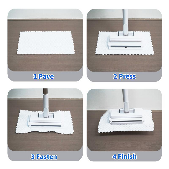 Hands-Free Flat Mop with Universal Cloth Clamp