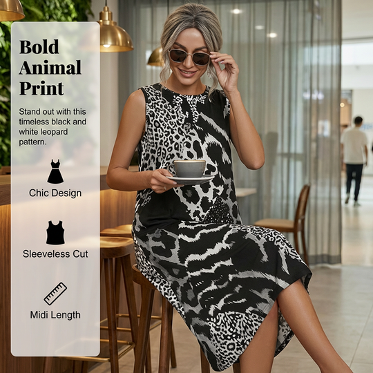 🥳2026 HOT SALE🥳💞50K+ SOLD!🎀🌙 50% OFF! Leopard Print Casual Dress – Sleeveless &amp; flowy, no restriction. Soft fabric drapes beautifully. Dress up or down effortlessly. Your new favourite. 🕊️💕