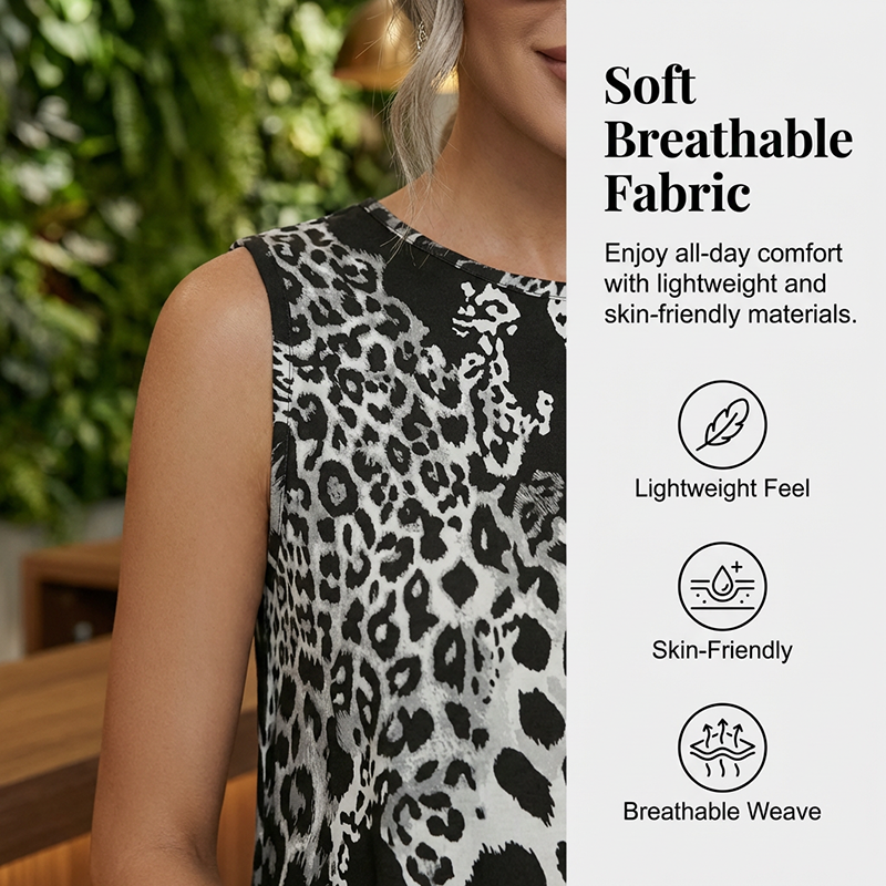 🥳2026 HOT SALE🥳💞50K+ SOLD!🎀🌙 50% OFF! Leopard Print Casual Dress – Sleeveless &amp; flowy, no restriction. Soft fabric drapes beautifully. Dress up or down effortlessly. Your new favourite. 🕊️💕