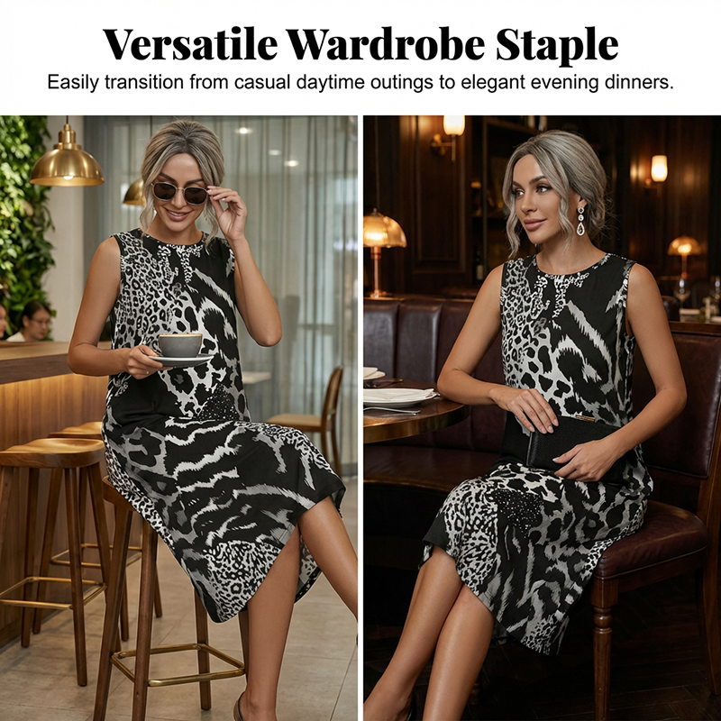 🥳2026 HOT SALE🥳💞50K+ SOLD!🎀🌙 50% OFF! Leopard Print Casual Dress – Sleeveless &amp; flowy, no restriction. Soft fabric drapes beautifully. Dress up or down effortlessly. Your new favourite. 🕊️💕