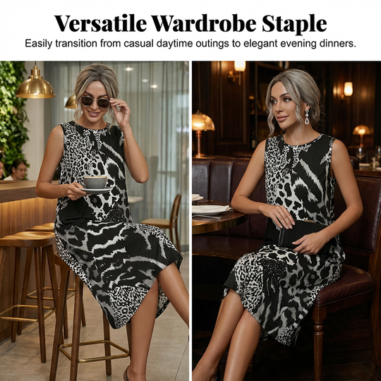 🥳2026 HOT SALE🥳💞50K+ SOLD!🎀🌙 50% OFF! Leopard Print Casual Dress – Sleeveless &amp; flowy, no restriction. Soft fabric drapes beautifully. Dress up or down effortlessly. Your new favourite. 🕊️💕