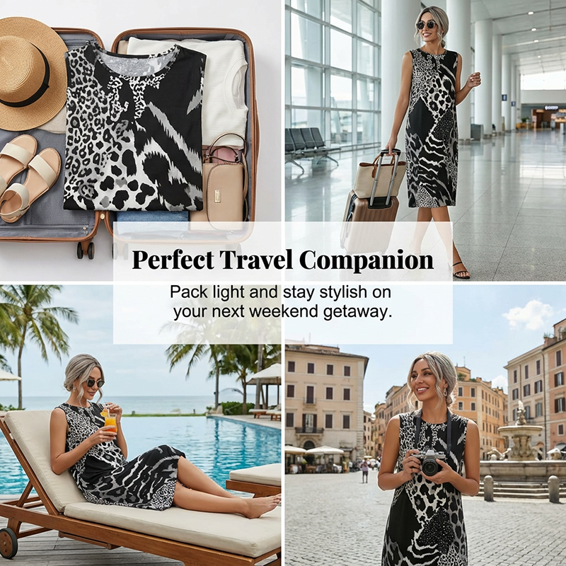 🥳2026 HOT SALE🥳💞50K+ SOLD!🎀🌙 50% OFF! Leopard Print Casual Dress – Sleeveless &amp; flowy, no restriction. Soft fabric drapes beautifully. Dress up or down effortlessly. Your new favourite. 🕊️💕