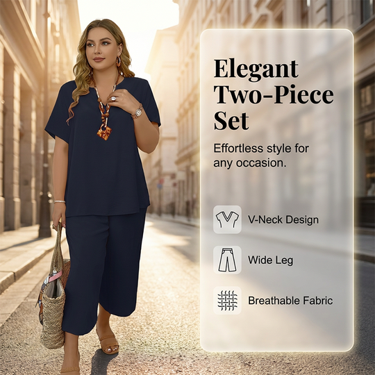 Damen-Casual-Set: Kurzarm-Oberteil &amp; Weitbein-Hose📦Kostenloser Versand🔥
