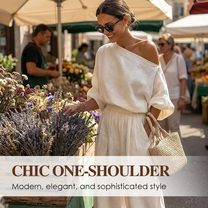 ✨ Women's Asymmetrical One-Shoulder 2-Piece Set