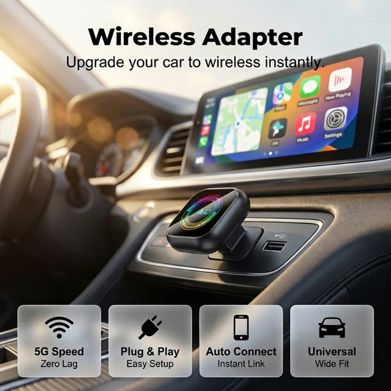🚗 Wireless Car Adapter | RGB Light Fast Connect