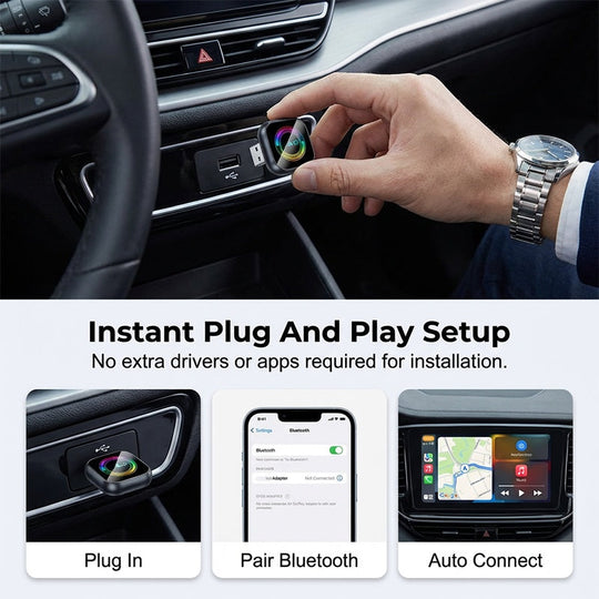 🚗 Wireless Car Adapter | RGB Light Fast Connect