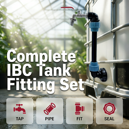 Adapter-Set für IBC-Tanks – Erhöhung, Zapfhahn aus Zinklegierung (3/4“), PE-Schlauch &amp; Winkelstücke – ideal für Garten &amp; Haushalt💧🏡