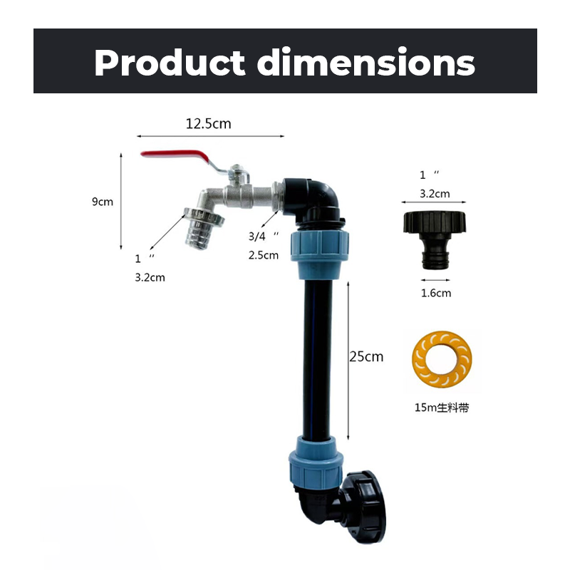 Adapter-Set für IBC-Tanks – Erhöhung, Zapfhahn aus Zinklegierung (3/4“), PE-Schlauch &amp; Winkelstücke – ideal für Garten &amp; Haushalt💧🏡