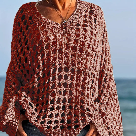 Women’s Casual Solid Color Crochet Knit Top