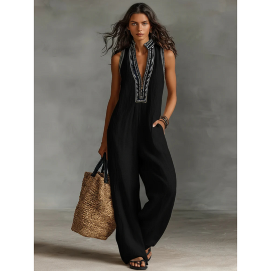 🌿 Luftige Eleganz: Ärmelloser Weitbein-Jumpsuit nur heute zum Bestpreis! 🔥