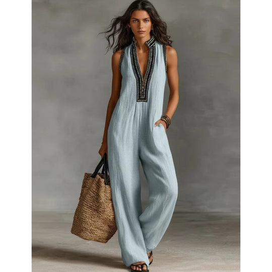 🌿 Luftige Eleganz: Ärmelloser Weitbein-Jumpsuit nur heute zum Bestpreis! 🔥