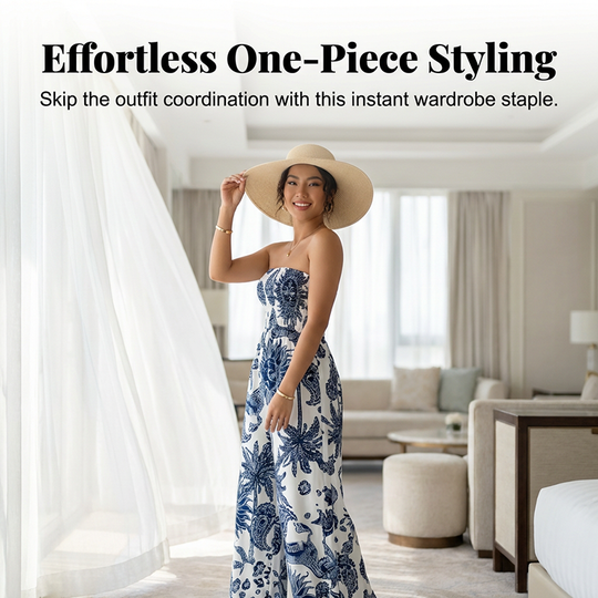 Strapless Smocked Wide-Leg Jumpsuit