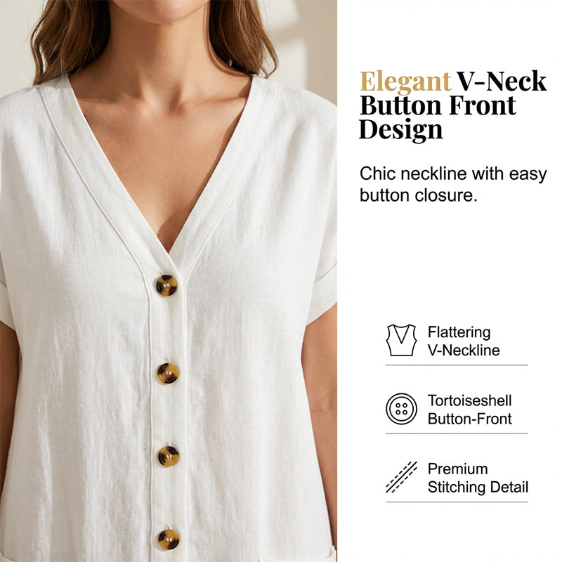 Summer Casual Button Front Jumpsuit for Women