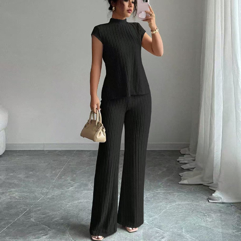 📢📢55% OFF !! ⏰Elegant Mock Neck Top &amp; Wide-Leg Pants 2-Piece Set
