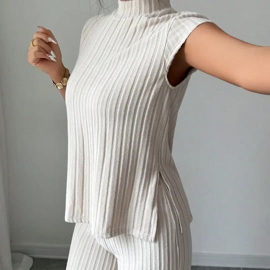 📢📢55% OFF !! ⏰Elegant Mock Neck Top &amp; Wide-Leg Pants 2-Piece Set
