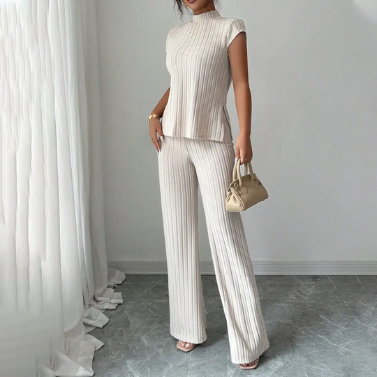 📢📢55% OFF !! ⏰Elegant Mock Neck Top &amp; Wide-Leg Pants 2-Piece Set