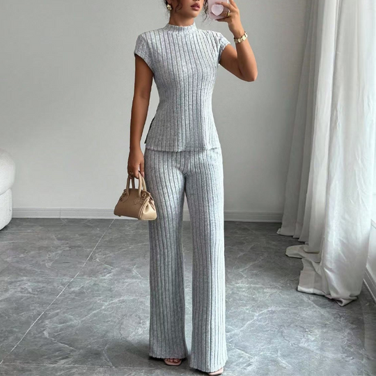 📢📢55% OFF !! ⏰Elegant Mock Neck Top &amp; Wide-Leg Pants 2-Piece Set