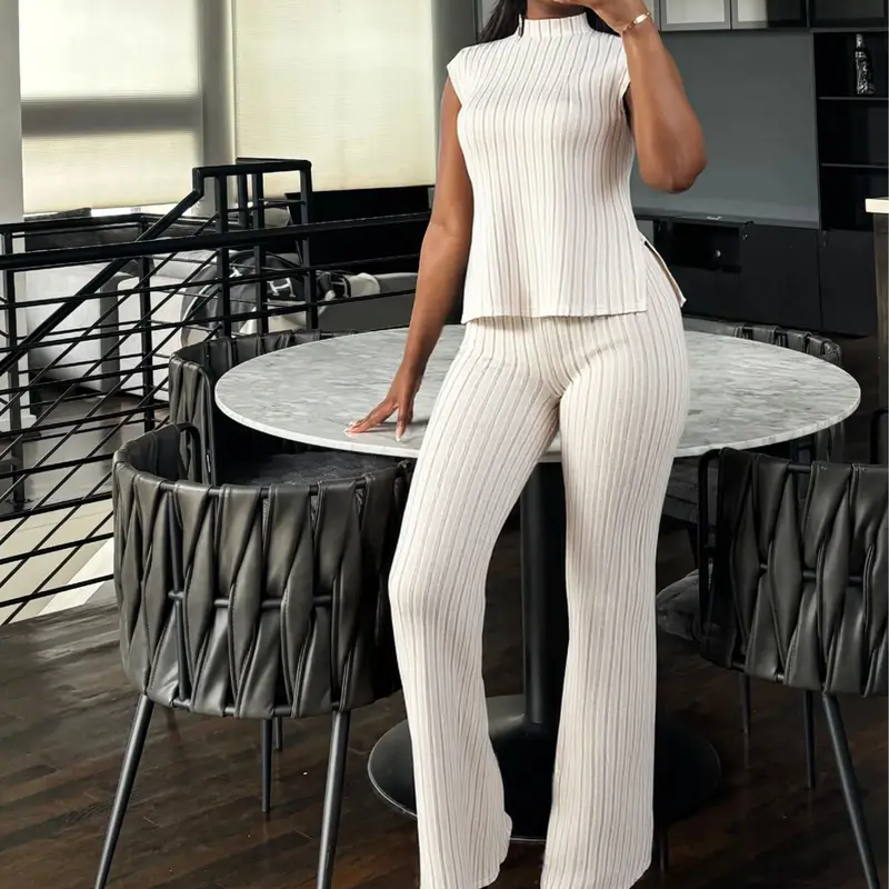 📢📢55% OFF !! ⏰Elegant Mock Neck Top &amp; Wide-Leg Pants 2-Piece Set