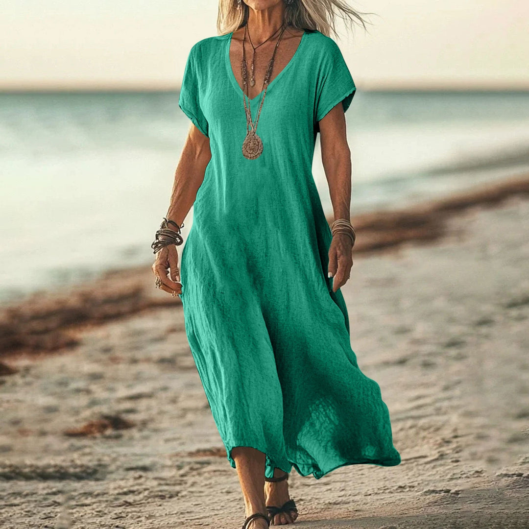 V-Neck Lightweight Boho Dress – Airy, Effortless &amp; Summer-Ready Style